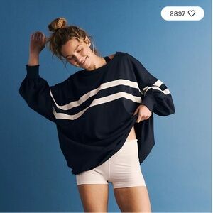 Free People Navy blue post up layer top size M